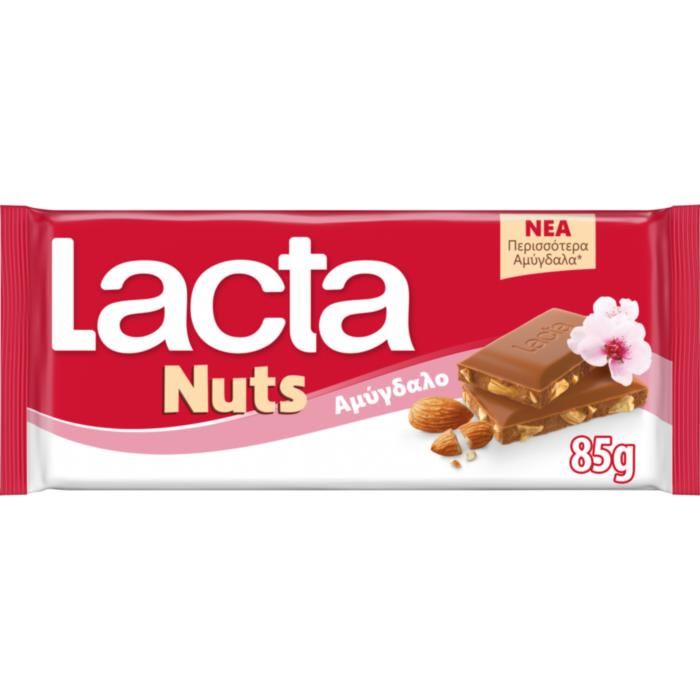 Lacta Nuts Σοκολάτα Γάλακτος Αμύγδαλο 85G