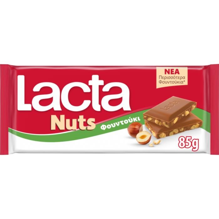 Lacta Nuts Σοκολάτα Γάλακτος Φουντούκι 85G