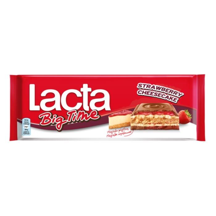 Lacta Big Time Σοκολάτα Γάλακτος Cheesecake Φράουλα 300G