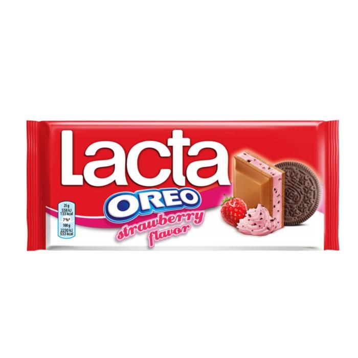 Lacta Σοκολάτα Γάλακτος Μπισκότο Oreo Φράουλα 105G
