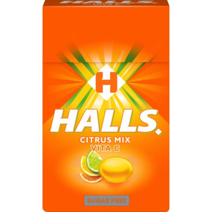 Halls Καραμέλες Citrus Mix Vita C Κουτί Χωρίς Ζάχαρη 28G
