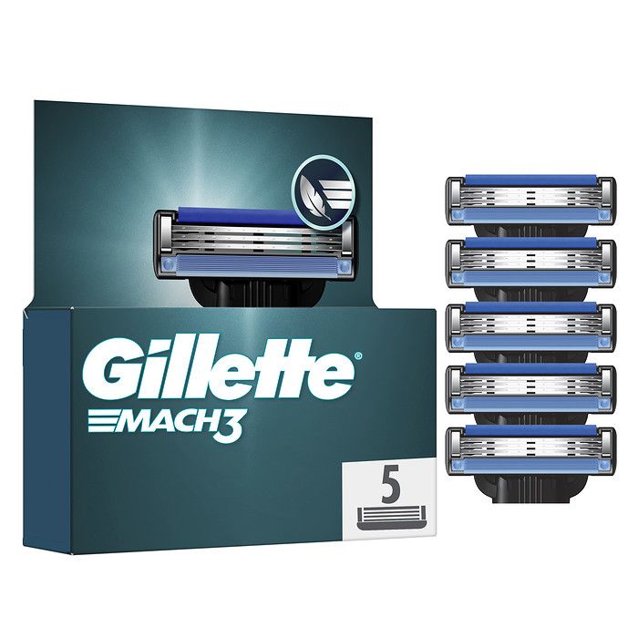 Gillette Mach3 Ανταλλακτικά Ξυριστικής Μηχανής για Άνδρες, 5 Ανταλλακτικές κεφαλές 3 λεπίδων Gillette