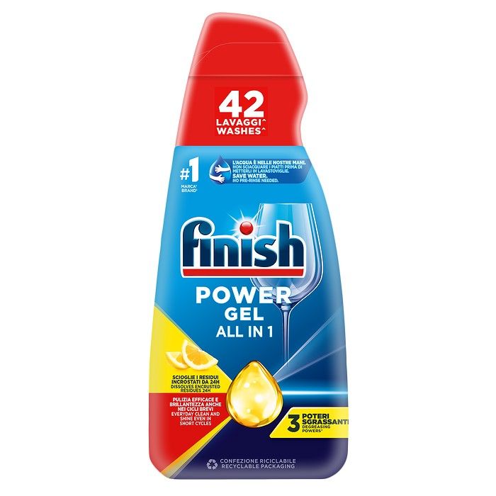 FINISH Απορρυπαντικό πλυντηρίου πιάτων Power Gel Λεμόνι 940 ML