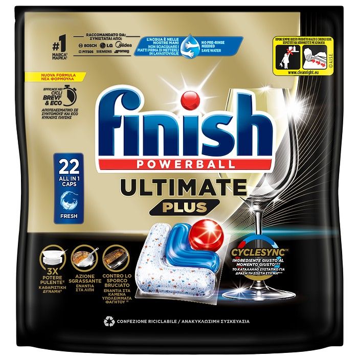 FINISH Κάψουλες Πλυντηρίου πιάτων Ultimate Plus All in 1 Fresh 22 καψ.