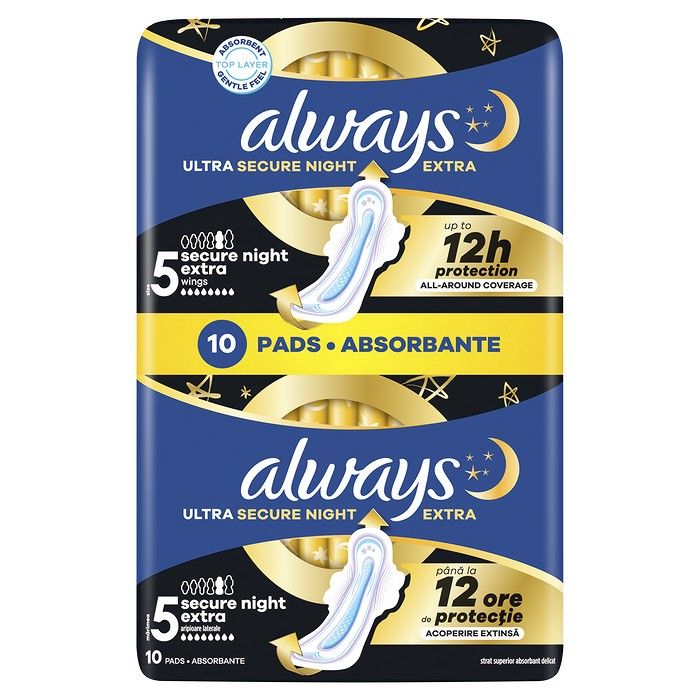 Always Σερβιέτες Ultra Secure Night (Μέγεθος 4) Φτερά x 10] Σερβιέτες