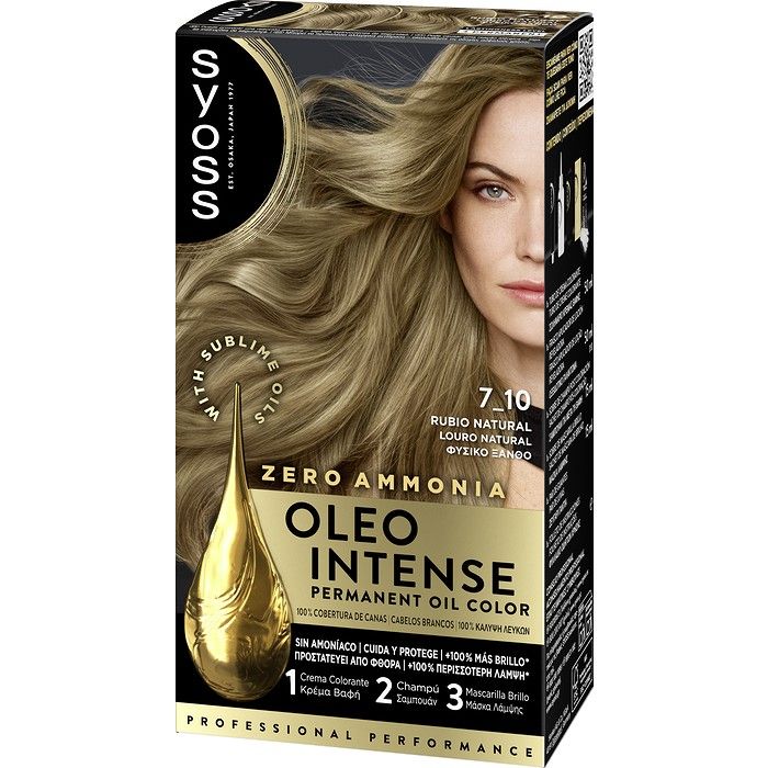 Syoss Oleo Intense Μόνιμη Κρέμα Βαφή Μαλλιών 7-10 Φυσικό Ξανθό