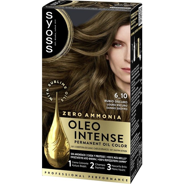 Syoss Oleo Intense Μόνιμη Κρέμα Βαφή Μαλλιών 6-10 Ξανθό Σκούρο