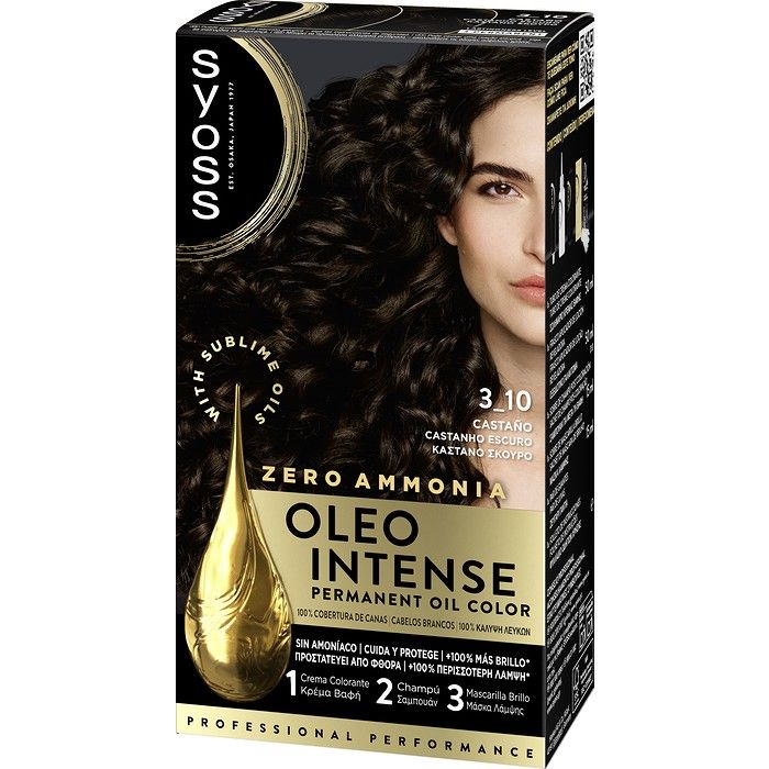 Syoss Oleo Intense Μόνιμη Κρέμα Βαφή Μαλλιών 3-10 Καστανό Σκούρο