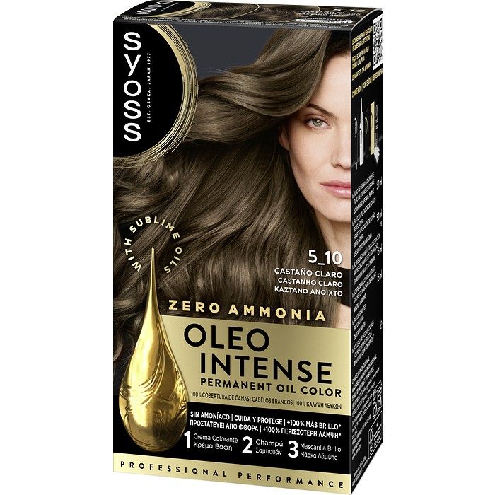 Syoss Oleo Intense Μόνιμη Κρέμα Βαφή Μαλλιών 5-10 Καστανό Ανοιχτό