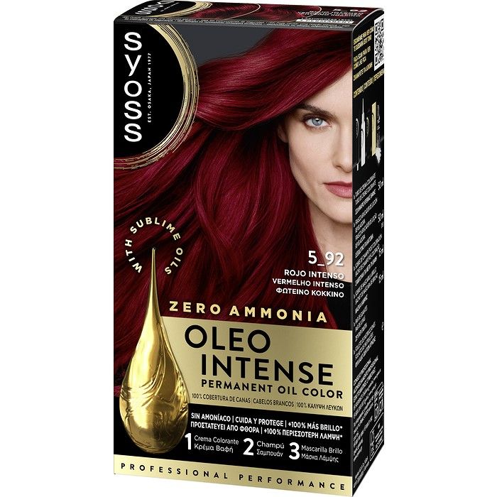 Syoss Oleo Intense Μόνιμη Κρέμα Βαφή Μαλλιών 5-92 Φωτεινό Κόκκινο