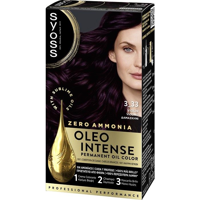 Syoss Oleo Intense Μόνιμη Κρέμα Βαφή Μαλλιών 3-33 Δαμασκηνί