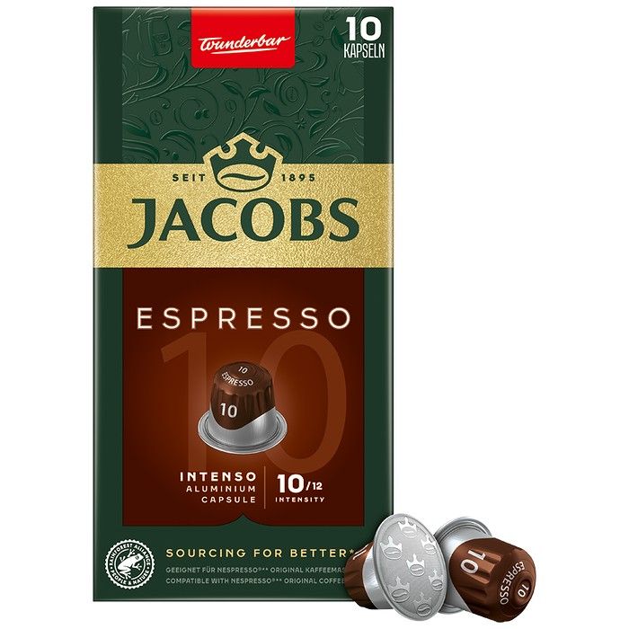 Jacobs Espresso Intenso Κάψουλες Καφέ συμβατές με μηχανές Nespresso* 10τεμ