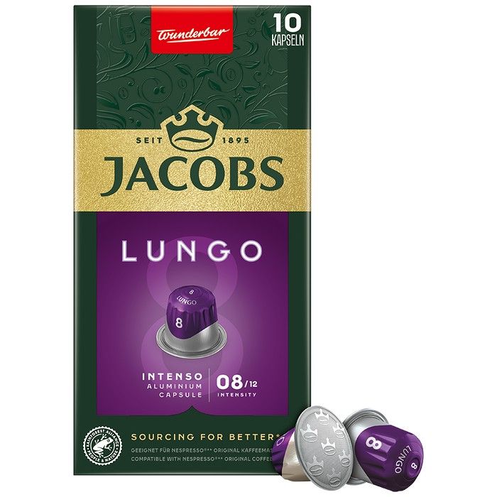 Jacobs Espresso Lungo Intenso Κάψουλες Καφέ συμβατές με μηχανές Nespresso* 10τεμ