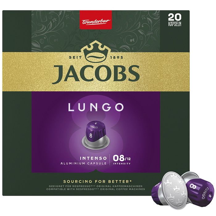 Jacobs Espresso Lungo Intenso Κάψουλες Καφέ συμβατές με μηχανές Nespresso* 20τεμ