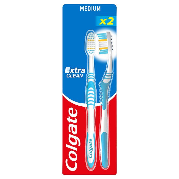 Colgate Extra Clean Μέτρια Οδοντόβουρτσα Διπλή Συσκευασία (2τεμ)