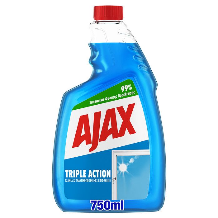 Ajax Triple Action Καθαριστικό Τζαμιών Ανταλλακτικό 750ml
