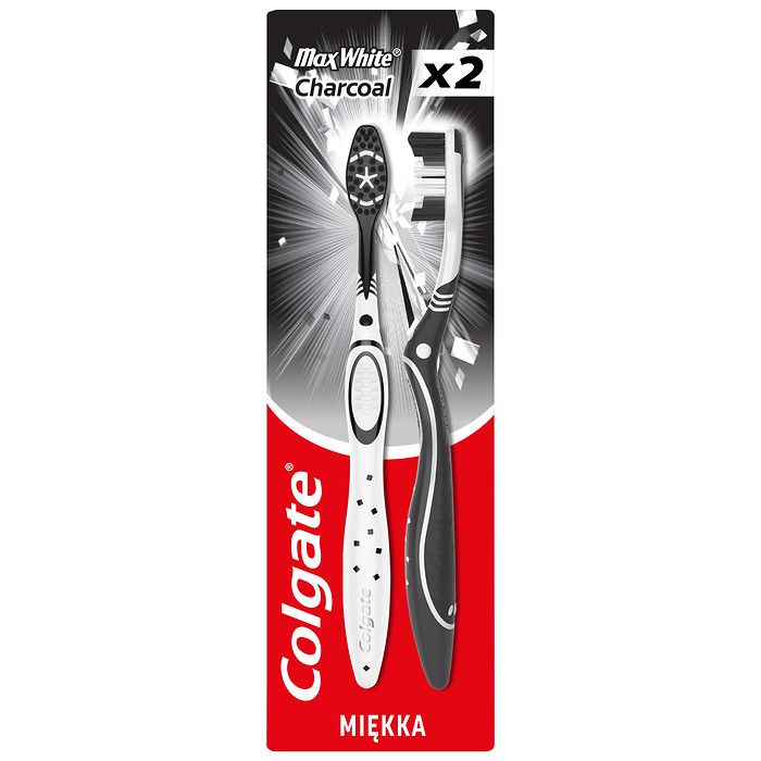 Colgate Max White Charcoal Μέτρια Οδοντόβουρτσα Διπλή Συσκευασία (2τεμ)