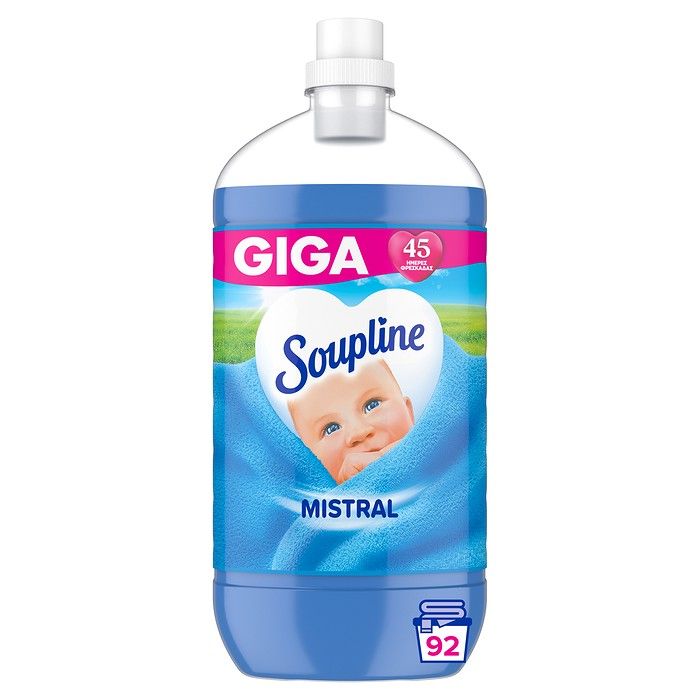 Soupline Mistral Συμπυκνωμένο Υγρό Μαλακτικό Ρούχων 1932ml (92 μεζούρες)