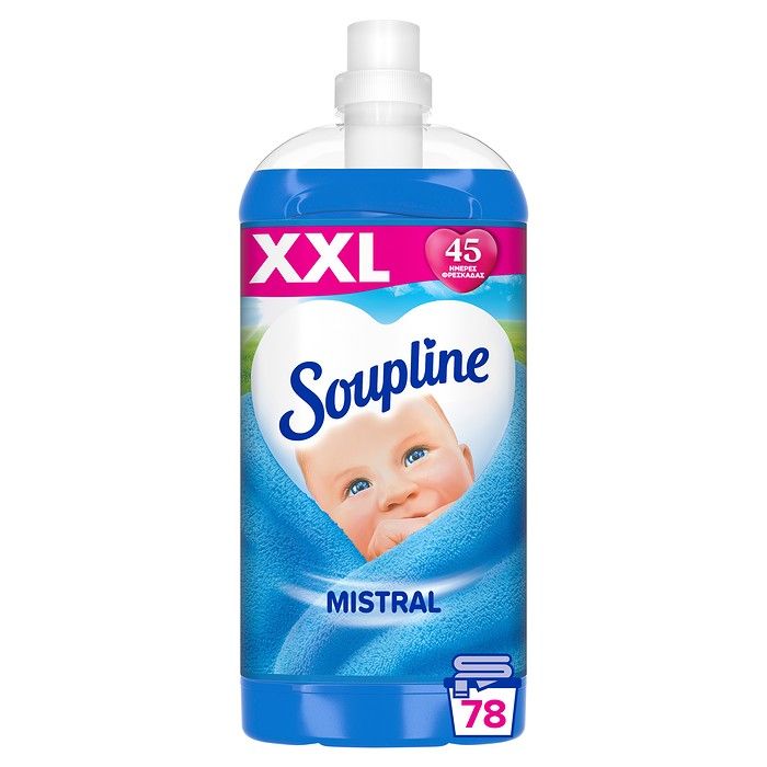 Soupline Mistral Συμπυκνωμένο Υγρό Μαλακτικό Ρούχων 1638ml (78 μεζούρες)