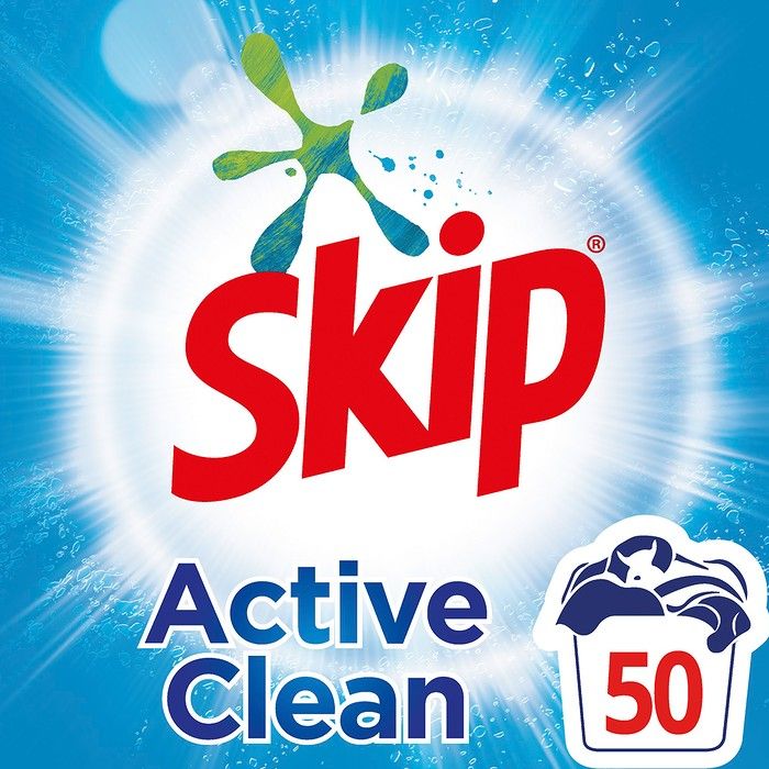 Skip Σκόνη Απορρυπαντικό Πλυντηρίου Ρούχων Active Clean 50 MEZ