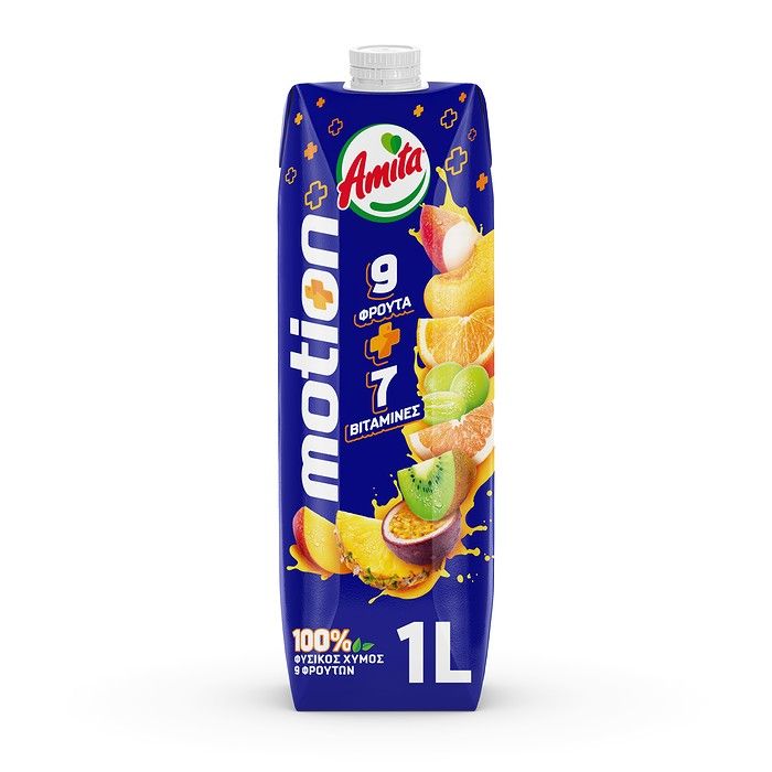 AMITA MOTION Φυσικός Χυμός 9 Φρούτων 7 Βιταμίνες 1L