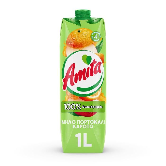 Amita Φυσικός Χυμός Μήλο,Πορτοκάλι & Καρότο 1L