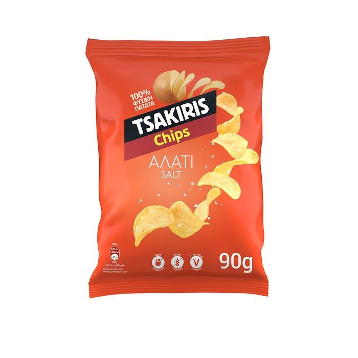 TSAKIRIS Πατατάκια με Αλάτι Vegan Χωρίς γλουτένη 90g
