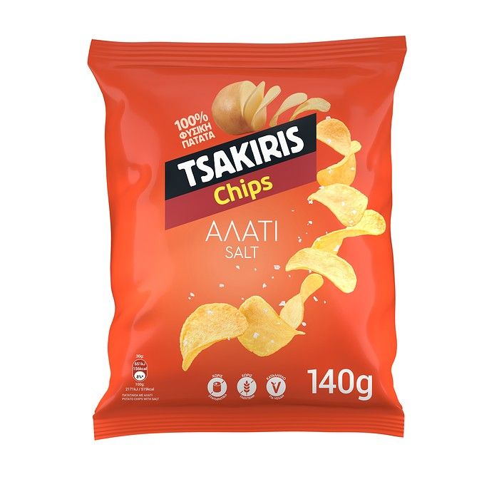 TSAKIRIS Πατατάκια με Αλάτι Vegan Χωρίς γλουτένη 140g
