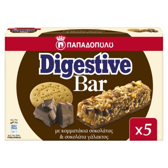 Digestive Bar με Κομμάτια Σοκολάτας & Σοκολάτα Γάλακτος 5x28g