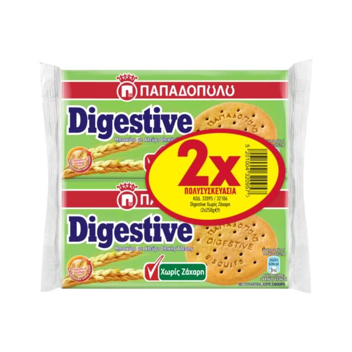 DIGESTIVE Χωρίς Ζάχαρη (2x250g)x12