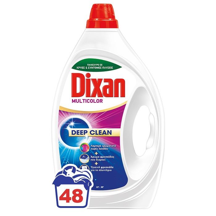 Dixan Multicolor Υγρό Απορρυπαντικό Πλυντηρίου Ρούχων 2,160lt 48μεζ