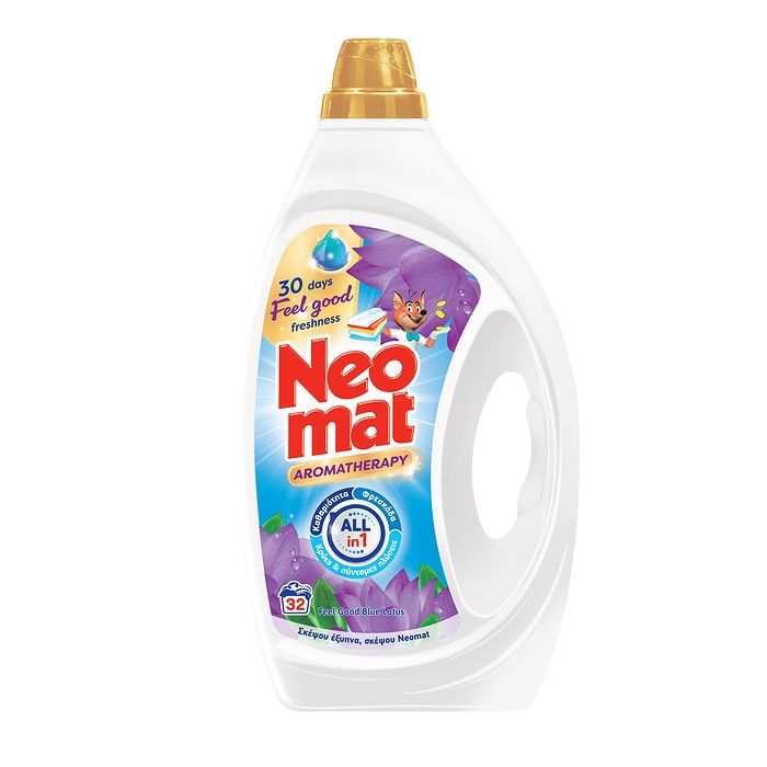 Neomat Aromatherapy Υγρό Απορρυπαντικό Ρούχων All in 1 Feel Good Blue Lotus 1,440lt 32μεζ