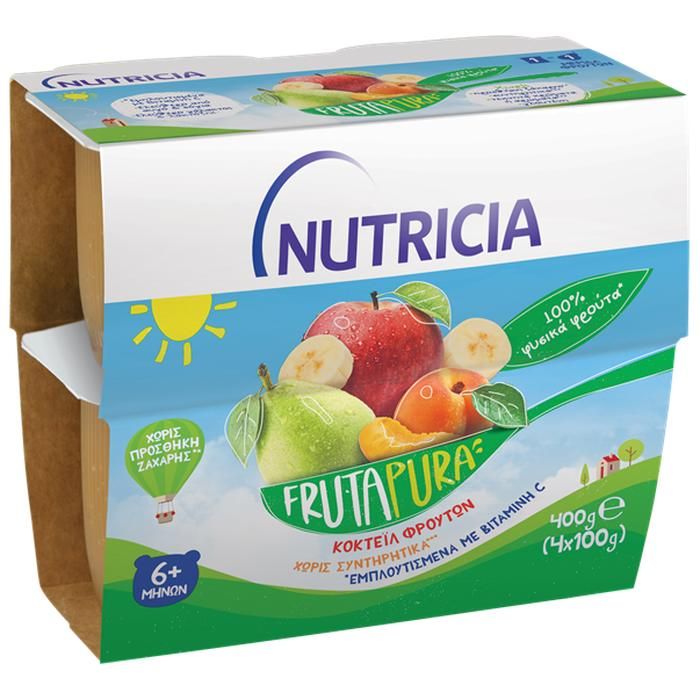 Frutapura Κοκτειλ 5 Φρουτα (4 Χ 100 Γρ)