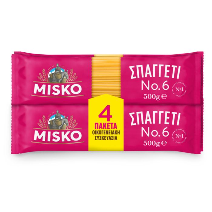 MISKO ΜΑΚΑΡΟΝΙΑ ΣΠΑΓΓΕΤΙ No6 ΟΙΚΟΓΕΝΕΙΑΚΗ ΣΥΣΚΕΥΑΣΙΑ 4Χ500GR