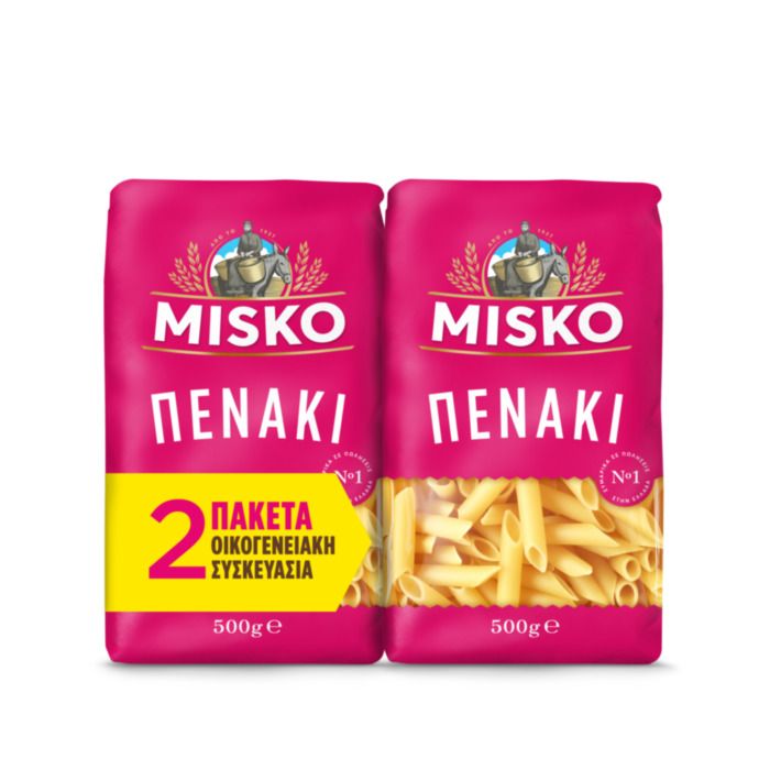 MISKO ΜΑΚΑΡΟΝΙ ΠΕΝΑΚΙ ΟΙΚΟΓΕΝΕΙΑΚΗ ΣΥΣΚΕΥΑΣΙΑ 2X500GR