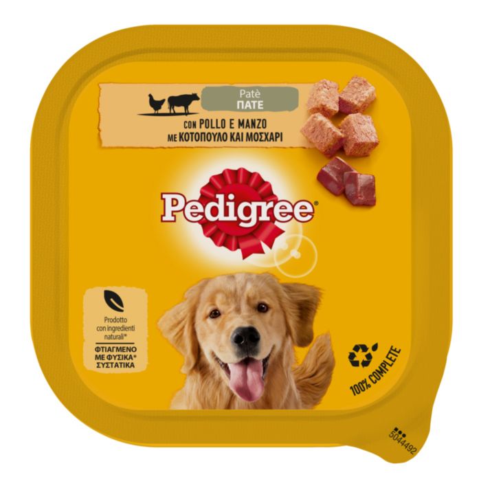 Pedigree® Adult Πλήρης Υγρή Τροφή Σκύλου Κοτόπουλο & Μοσχάρι σε Δισκάκι 300g