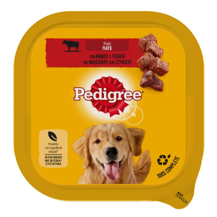 Pedigree® Adult Πλήρης Υγρή Τροφή Σκύλου Μοσχάρι και Συκώτι σε Δισκάκι 300g