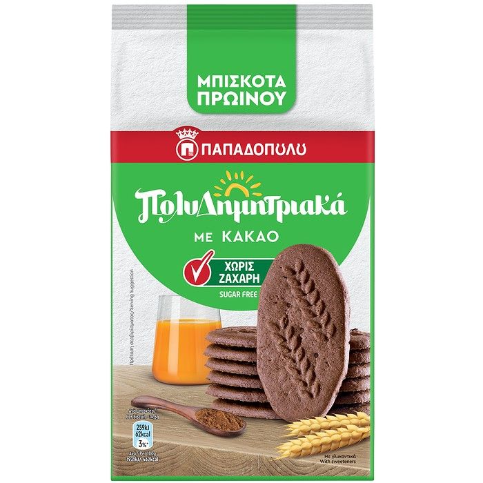ΠολυΔημητριακά με 4 Δημητριακά & Κακάο, Χωρίς Ζάχαρη 175g