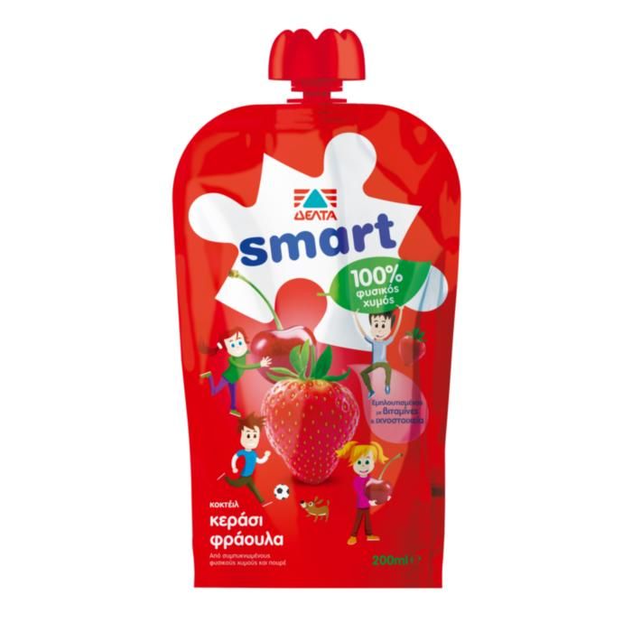 ΔΕΛΤΑ SMART  100% Φυσικός Παιδικός χυμός φράουλα κεράσι  200ml