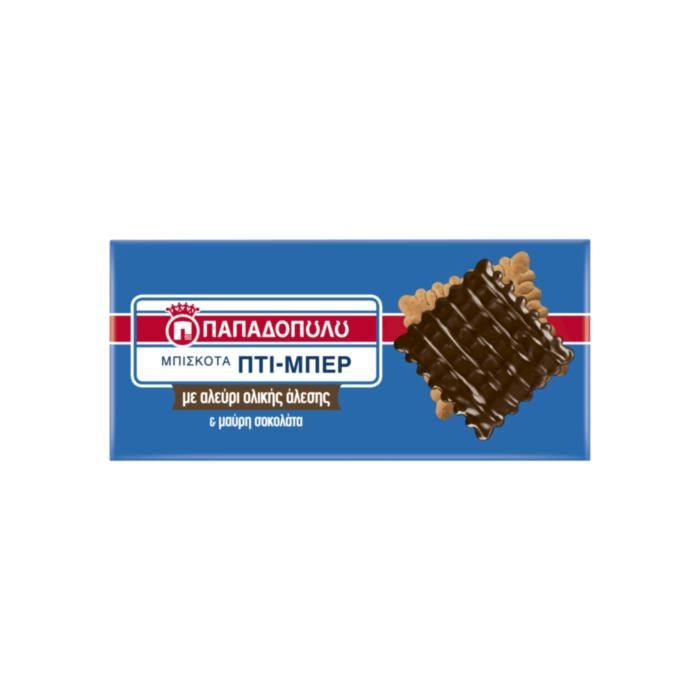 Πτι-Μπερ Ολικής Άλεσης & Επικάλυψη Μαύρης Σοκολάτας 200g